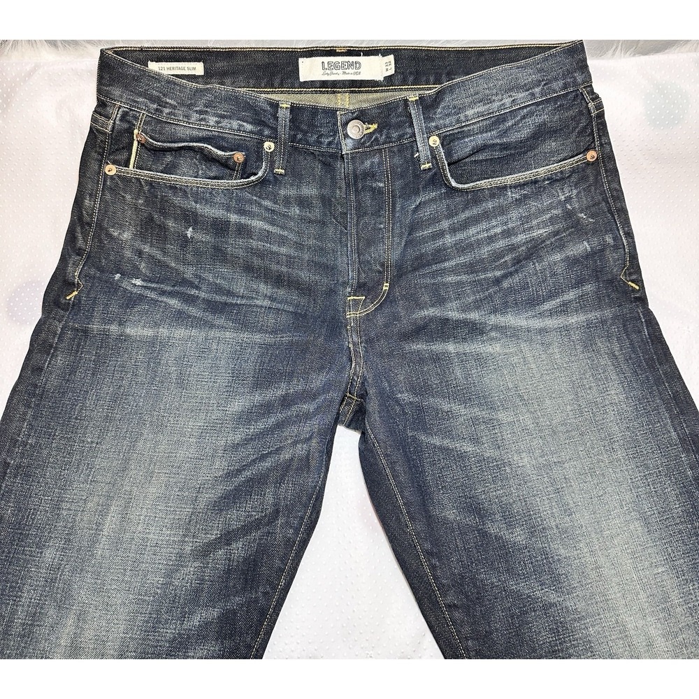 Lucky Brand Legend 121 Heritage Slim Men's Jeans - Dark Wash‎ Distressed Denim